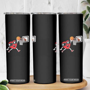 Basketball Valentines Skinny Tumbler Cute Red Heart Playing Basketball Player Team Boys TS10 Print Your Wear