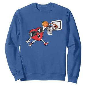 Basketball Valentines Sweatshirt Cute Red Heart Playing Basketball Player Team Boys TS10 Royal Blue Print Your Wear