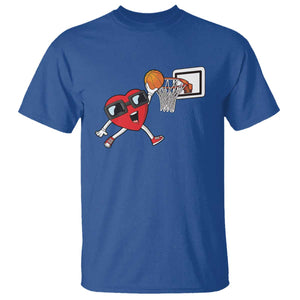 Basketball Valentines T Shirt - Cute Red Heart Playing Basketball Player Team Boys Gift Tee TS10 Royal Blue Print Your Wear