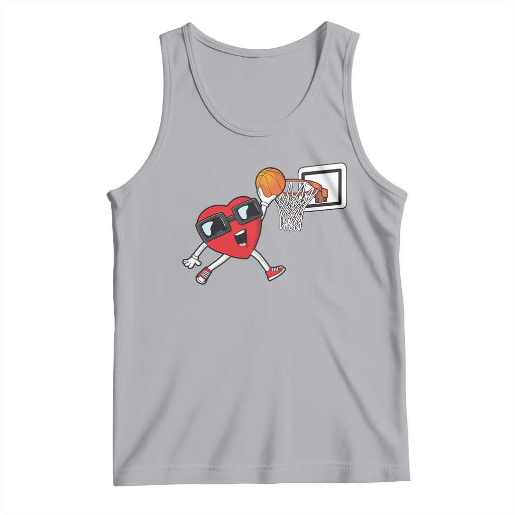 Basketball Valentines Tank Top Cute Red Heart Playing Basketball Player Team Boys TS10 Athletic Heather Print Your Wear