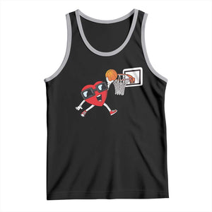 Basketball Valentines Tank Top Cute Red Heart Playing Basketball Player Team Boys TS10 Black Athletic Heather Print Your Wear