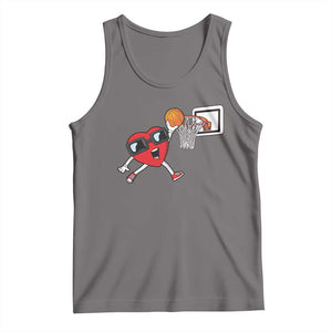 Basketball Valentines Tank Top Cute Red Heart Playing Basketball Player Team Boys TS10 Deep Heather Print Your Wear