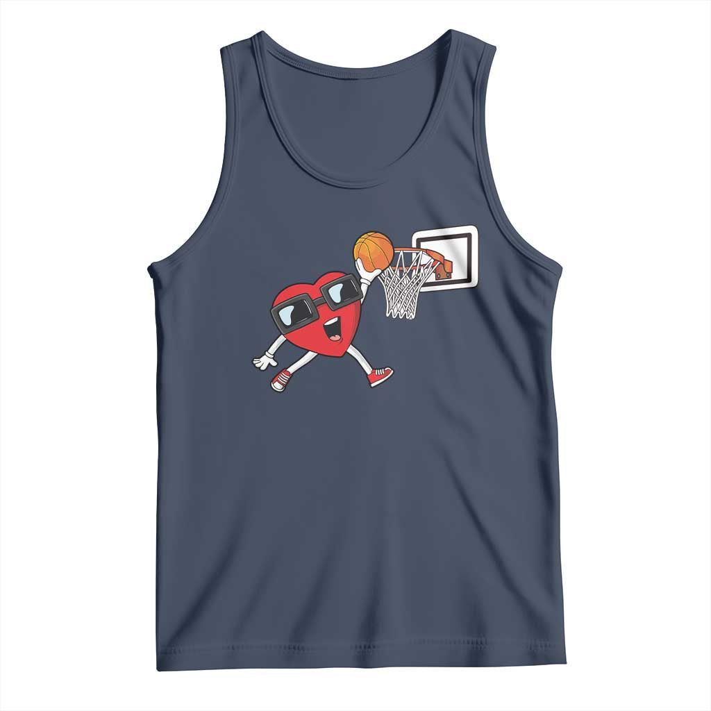 Basketball Valentines Tank Top Cute Red Heart Playing Basketball Player Team Boys TS10 Navy Print Your Wear