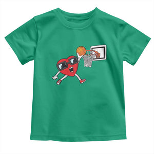 Basketball Valentines Toddler T Shirt Cute Red Heart Playing Basketball Player Team Boys TS10 Irish Green Print Your Wear