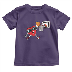 Basketball Valentines Toddler T Shirt Cute Red Heart Playing Basketball Player Team Boys TS10 Purple Print Your Wear