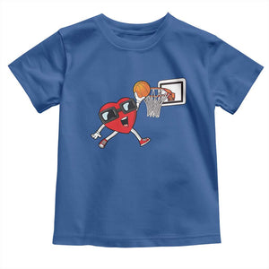 Basketball Valentines Toddler T Shirt Cute Red Heart Playing Basketball Player Team Boys TS10 Royal Blue Print Your Wear