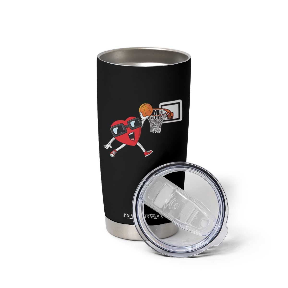 Basketball Valentines Tumbler Cup Cute Red Heart Playing Basketball Player Team Boys TS10 Print Your Wear