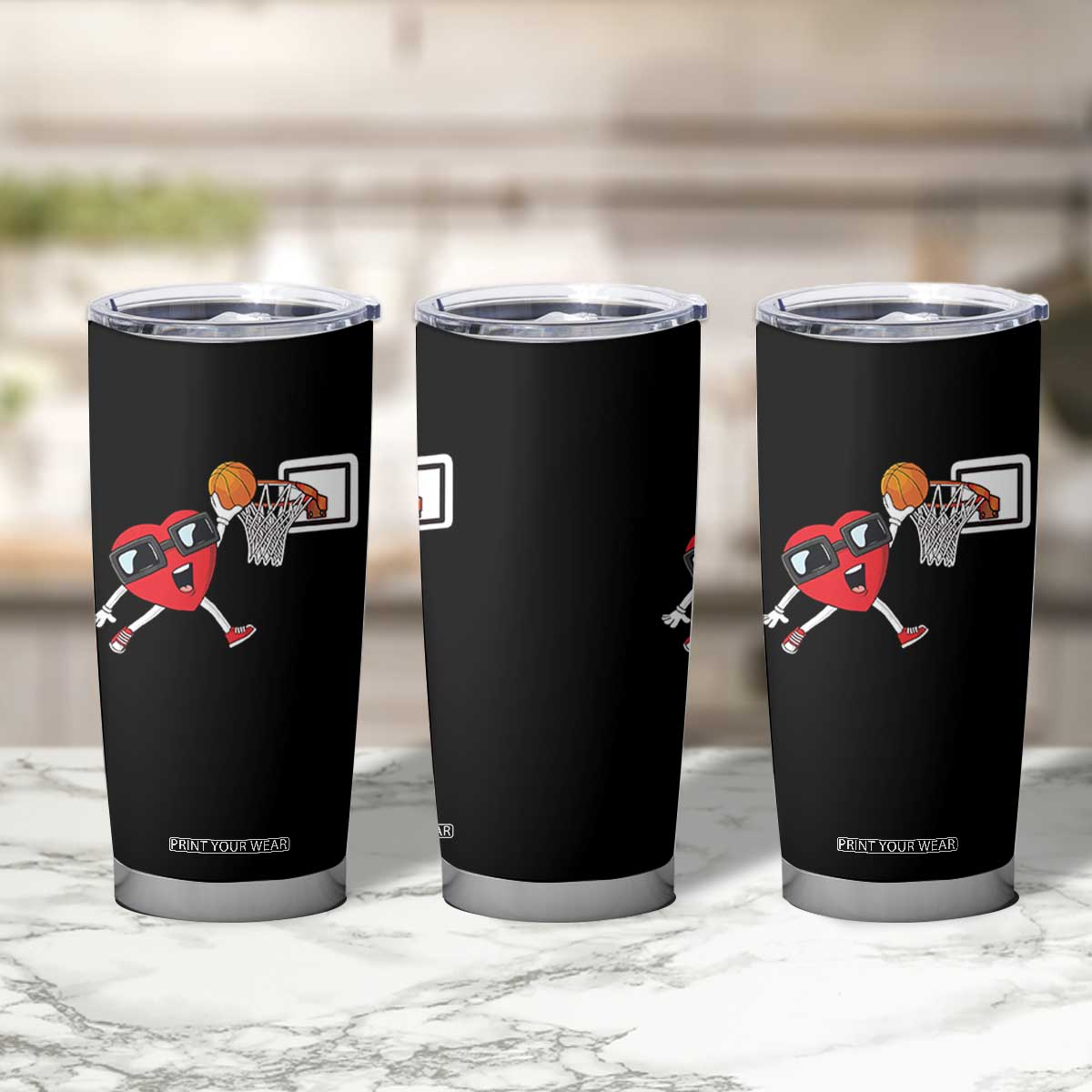 Basketball Valentines Tumbler Cup Cute Red Heart Playing Basketball Player Team Boys TS10 Print Your Wear