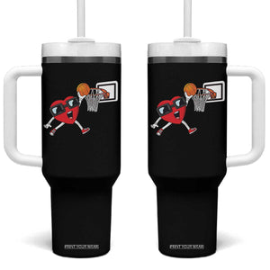 Basketball Valentines Tumbler With Handle Cute Red Heart Playing Basketball Player Team Boys TS10 One Size: 40 oz Black Print Your Wear