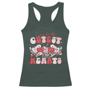 Nurse Valentine Gift Racerback Tank Top Care For Cutest Little Hearts TS10 Dark Forest Green Print Your Wear