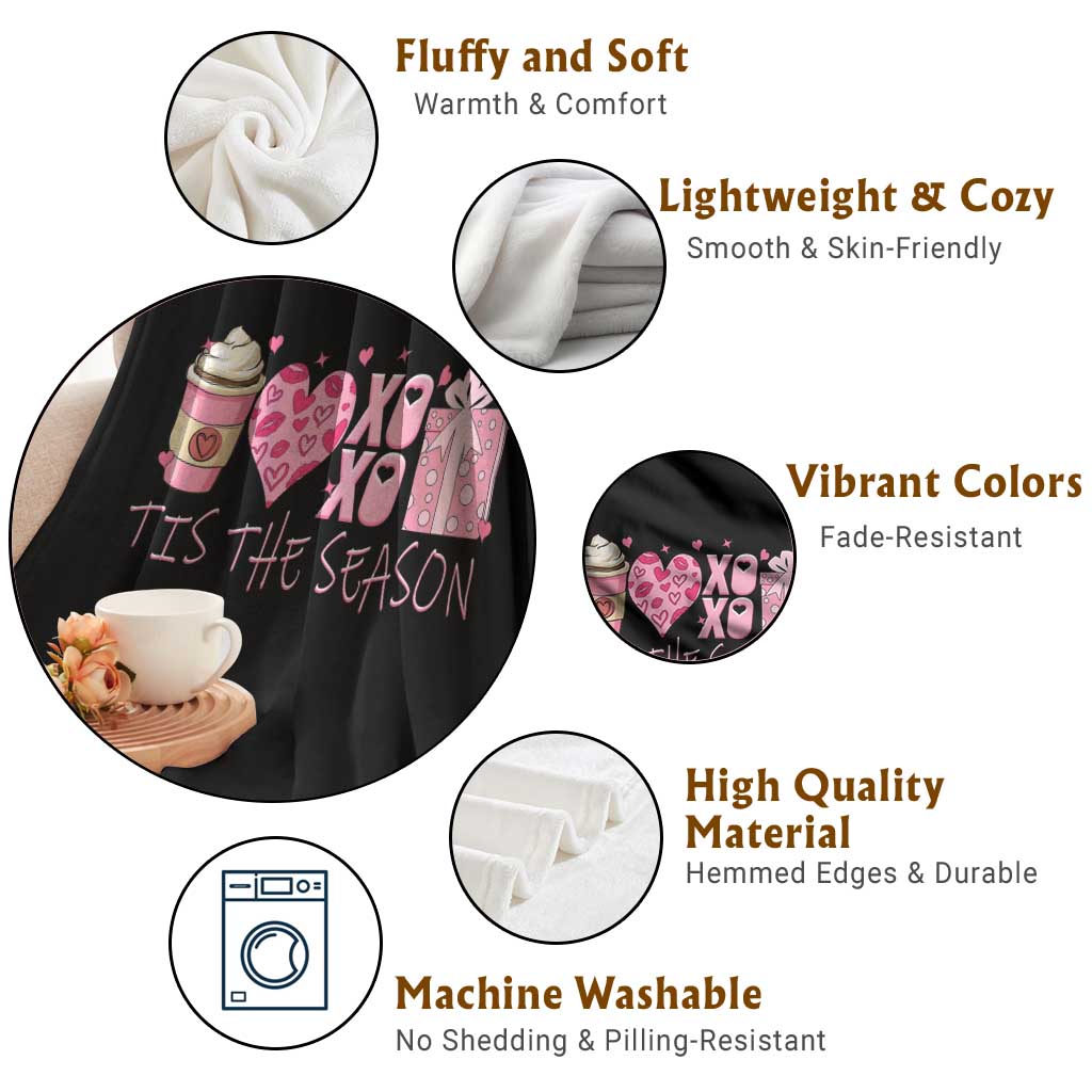 Valentine Coffee Throw Blanket Love Heart XOXO Cute Graphic Valentines Day TS10 Print Your Wear