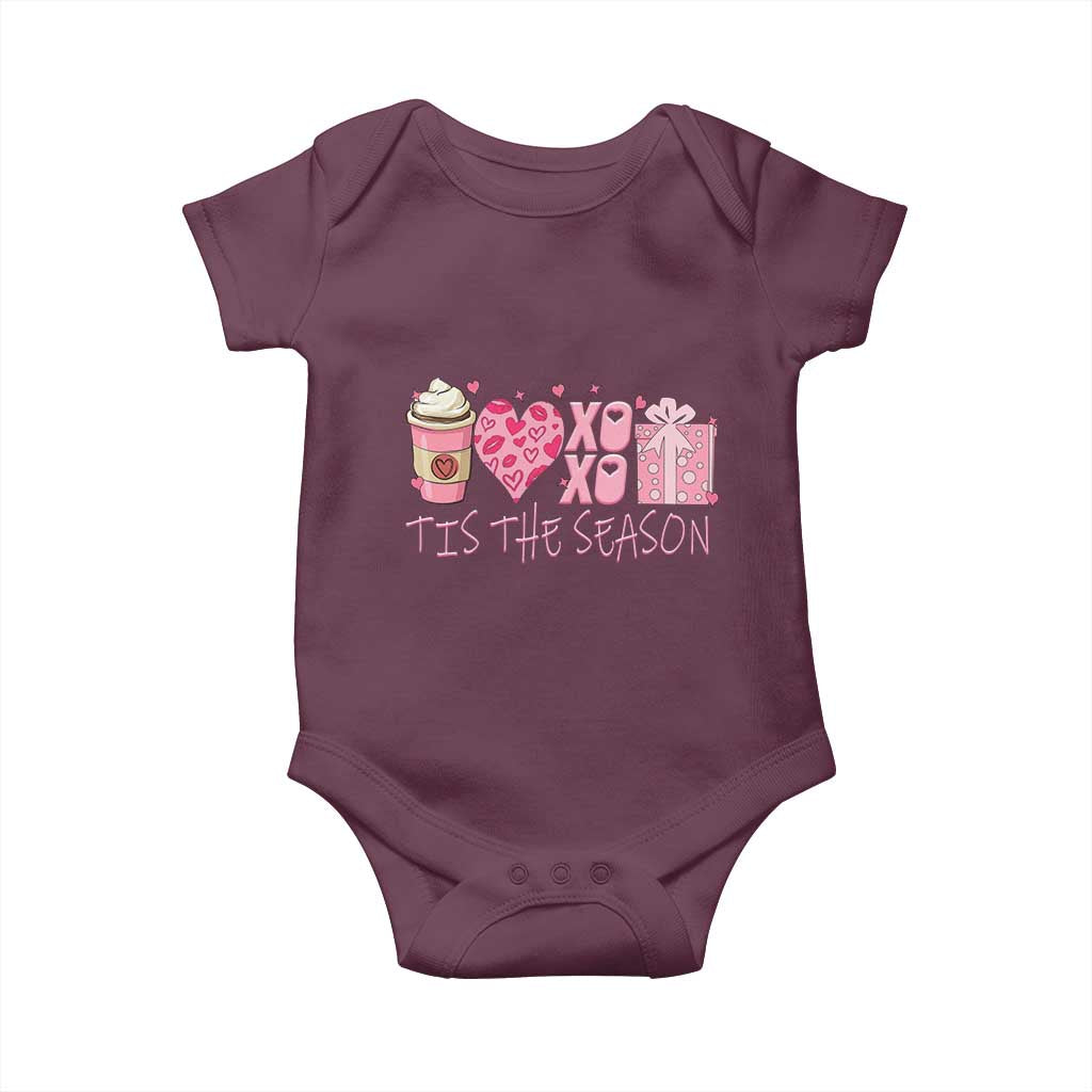 Valentine Coffee Baby Onesie Love Heart XOXO Cute Graphic Valentines Day TS10 Maroon Print Your Wear