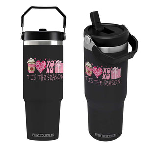 Valentine Coffee Flip Straw Tumbler Love Heart XOXO Cute Graphic Valentines Day TS10 One Size: 30 oz Black Print Your Wear