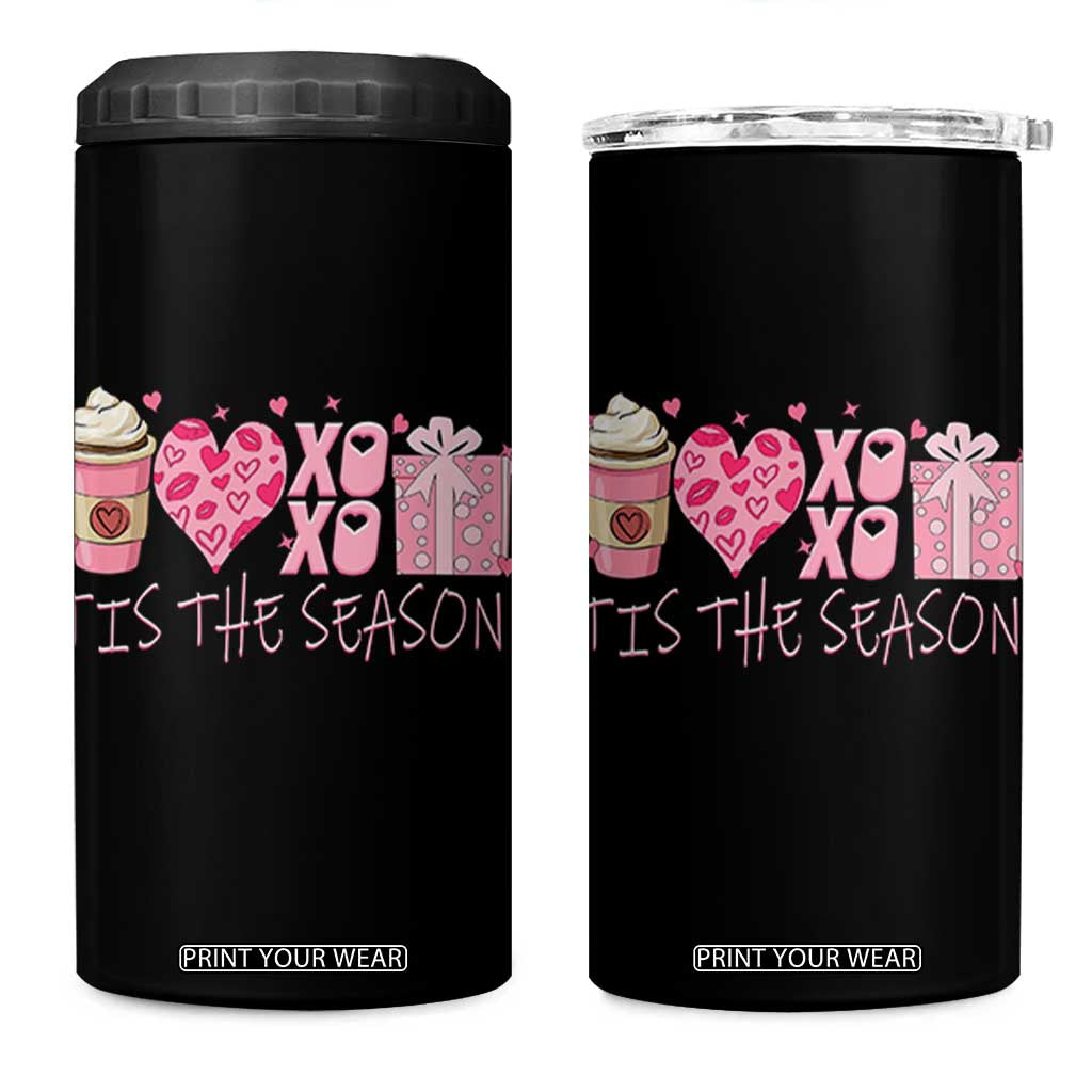 Valentine Coffee 4 in 1 Can Cooler Tumbler Love Heart XOXO Cute Graphic Valentines Day TS10 One Size: 16 oz Black Print Your Wear