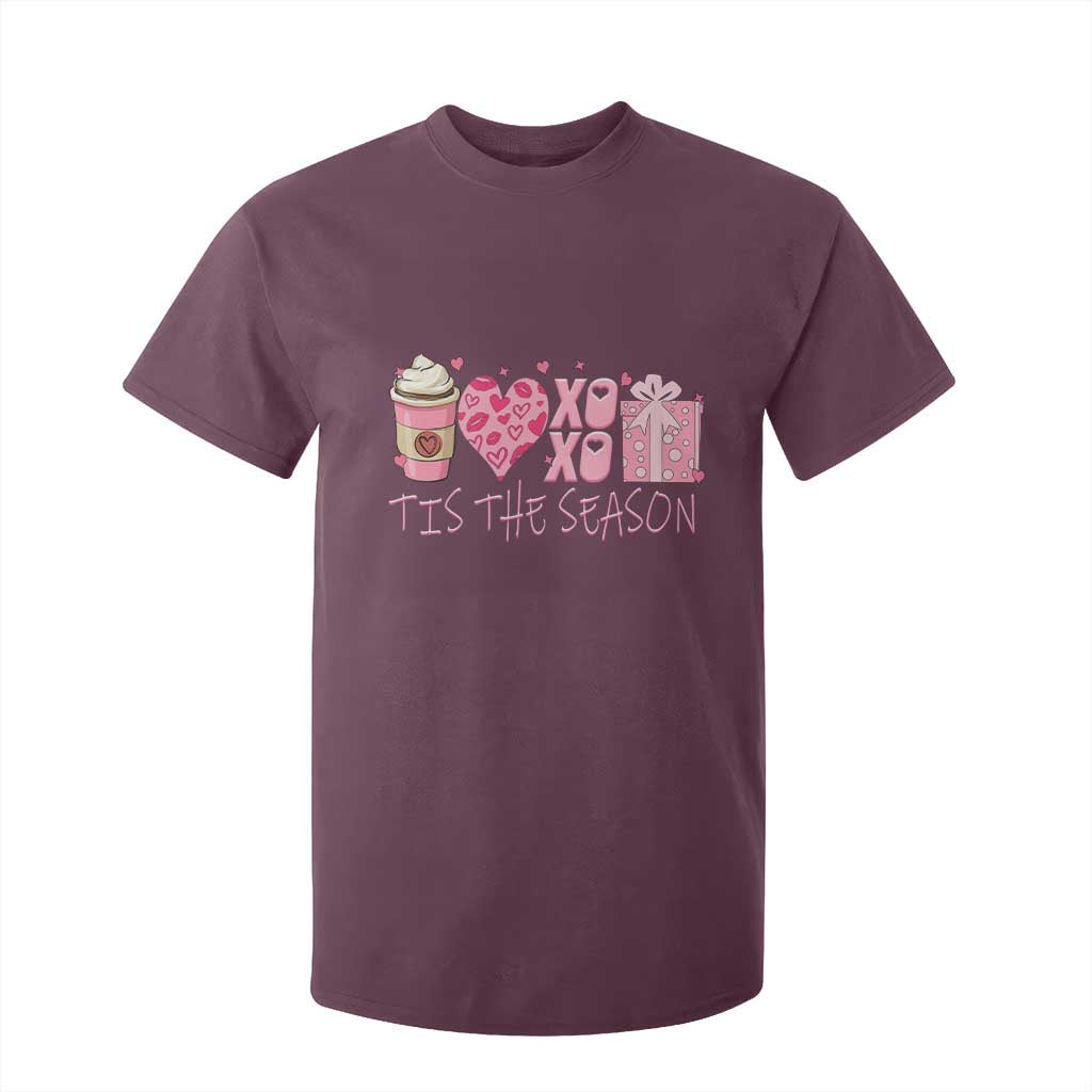 Valentine Coffee T Shirt For Kid Love Heart XOXO Cute Graphic Valentines Day TS10 Maroon Print Your Wear
