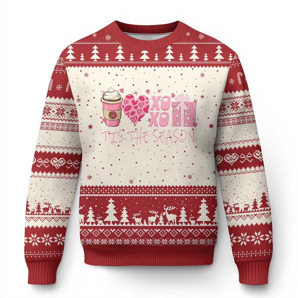Valentine Coffee Ugly Christmas Sweater Love Heart XOXO Cute Graphic Valentines Day TS10 Beige Red Print Your Wear