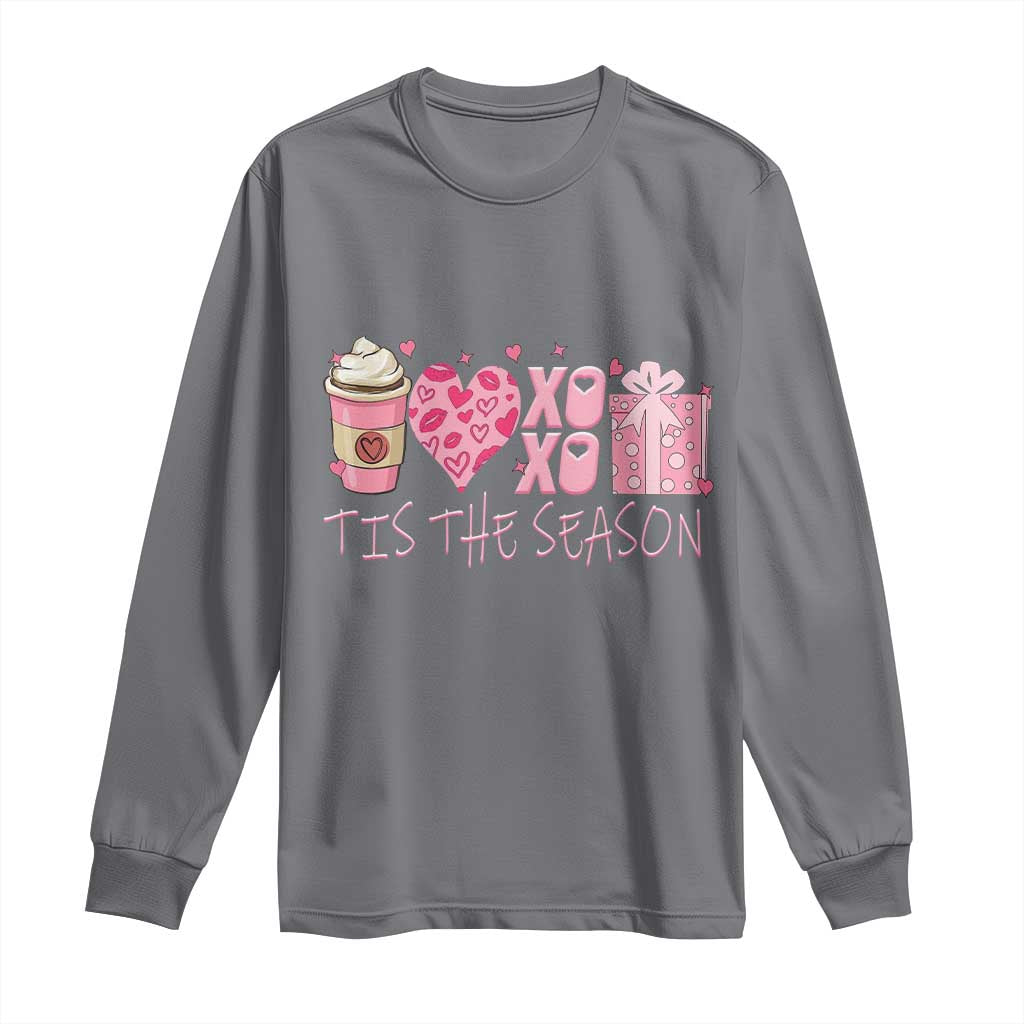 Valentine Coffee Long Sleeve Shirt Love Heart XOXO Cute Graphic Valentines Day TS10 Charcoal Print Your Wear