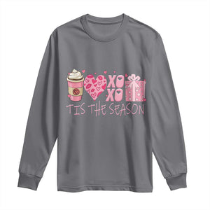 Valentine Coffee Long Sleeve Shirt Love Heart XOXO Cute Graphic Valentines Day TS10 Charcoal Print Your Wear