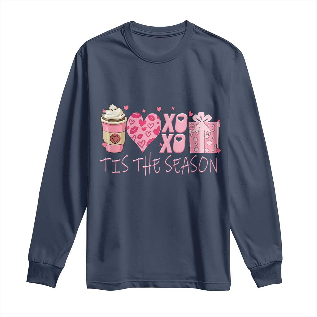 Valentine Coffee Long Sleeve Shirt Love Heart XOXO Cute Graphic Valentines Day TS10 Navy Print Your Wear