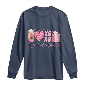Valentine Coffee Long Sleeve Shirt Love Heart XOXO Cute Graphic Valentines Day TS10 Navy Print Your Wear