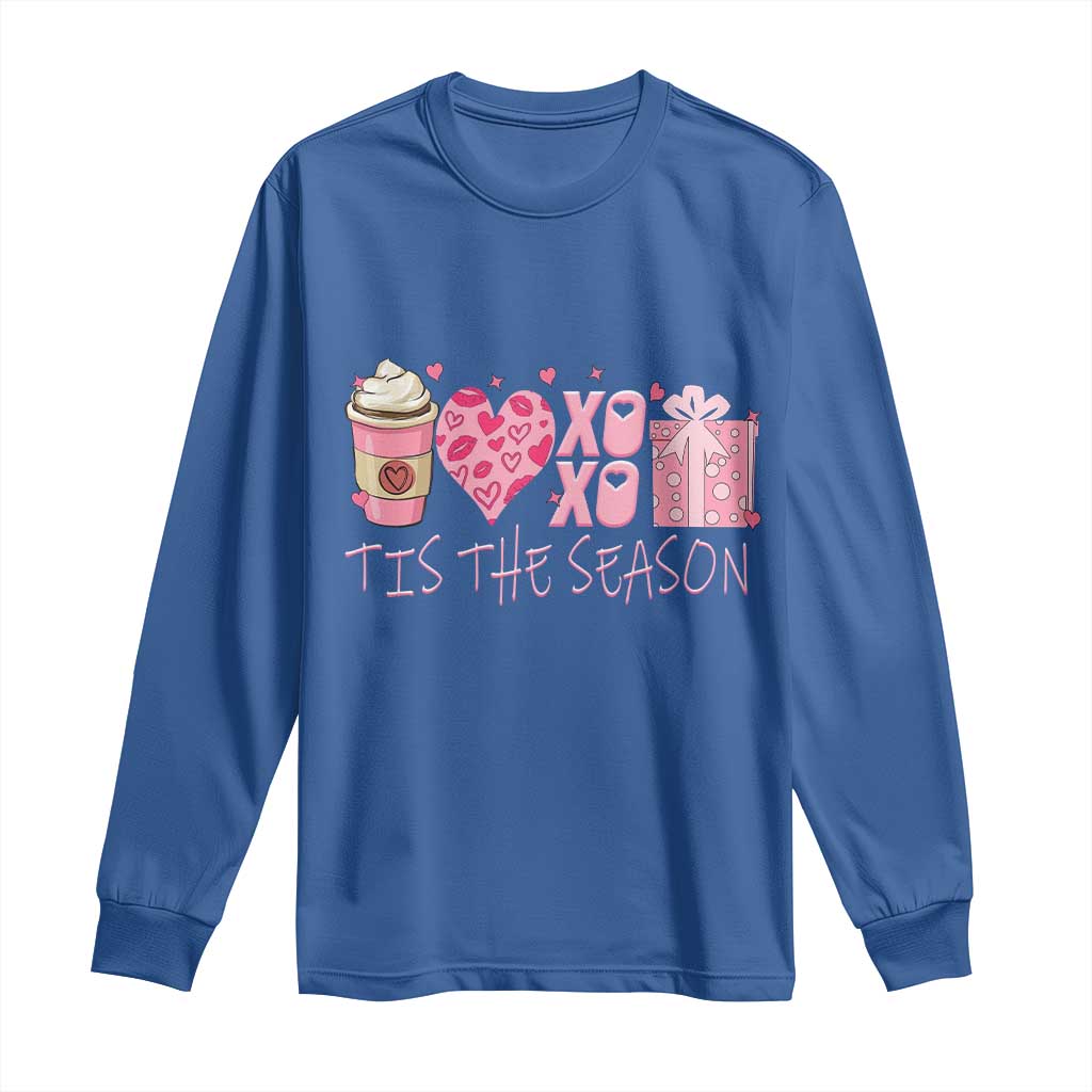 Valentine Coffee Long Sleeve Shirt Love Heart XOXO Cute Graphic Valentines Day TS10 Royal Blue Print Your Wear
