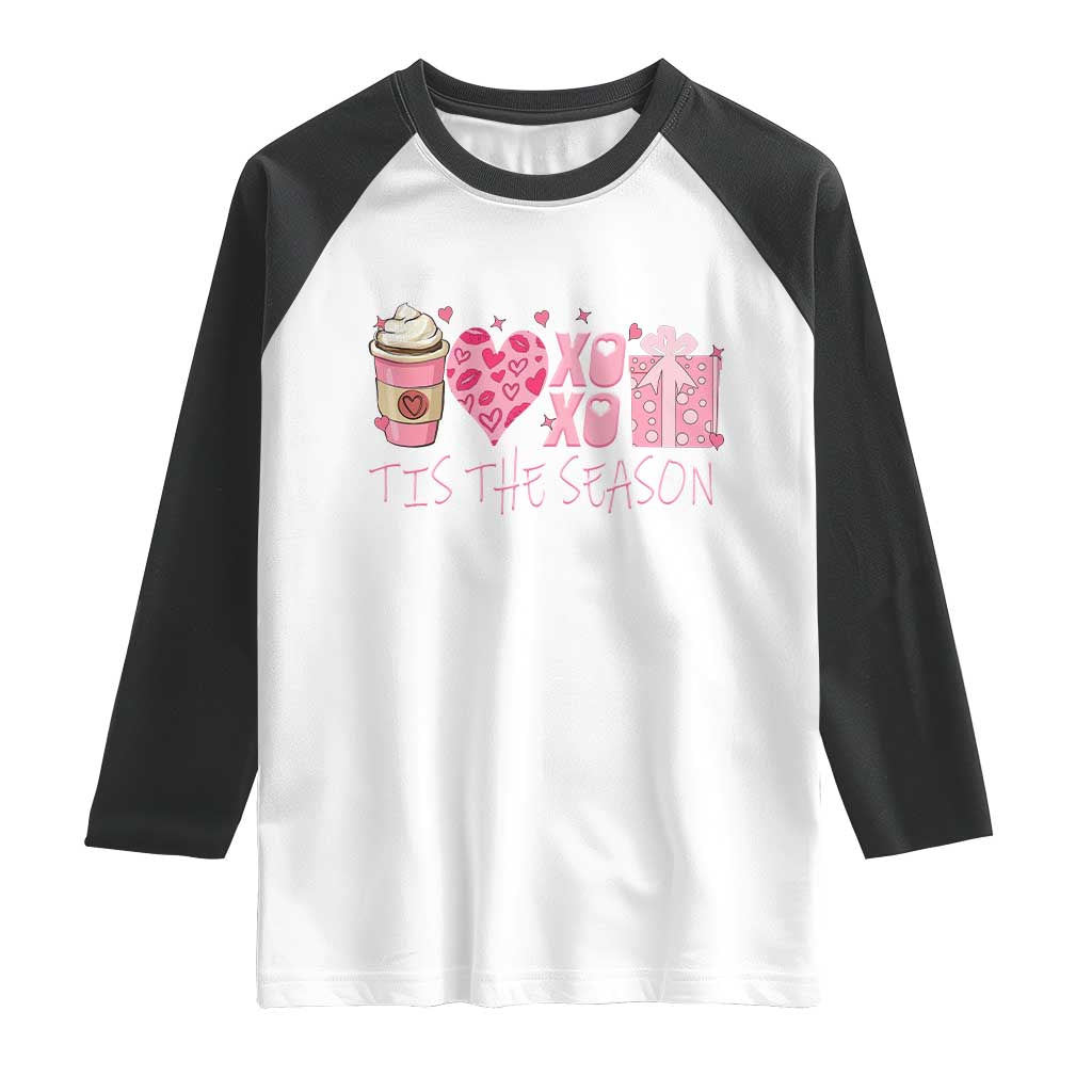 Valentine Coffee Raglan Shirt Love Heart XOXO Cute Graphic Valentines Day TS10 White Black Print Your Wear