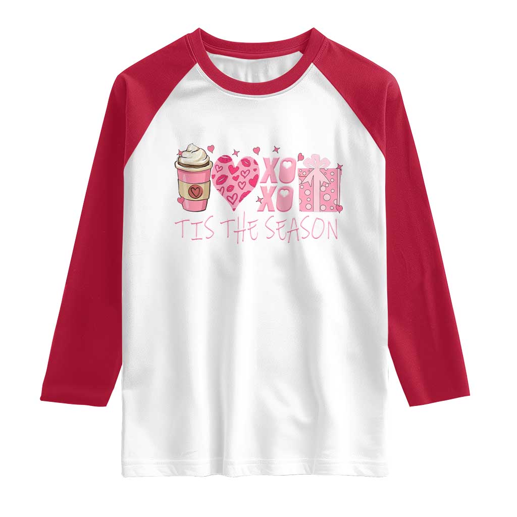 Valentine Coffee Raglan Shirt Love Heart XOXO Cute Graphic Valentines Day TS10 White Red Print Your Wear