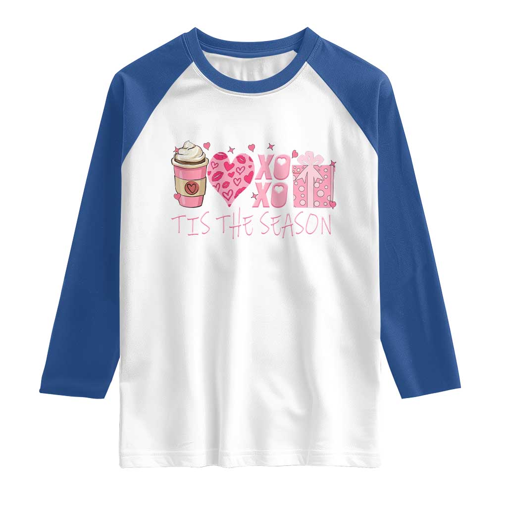 Valentine Coffee Raglan Shirt Love Heart XOXO Cute Graphic Valentines Day TS10 White Royal Print Your Wear