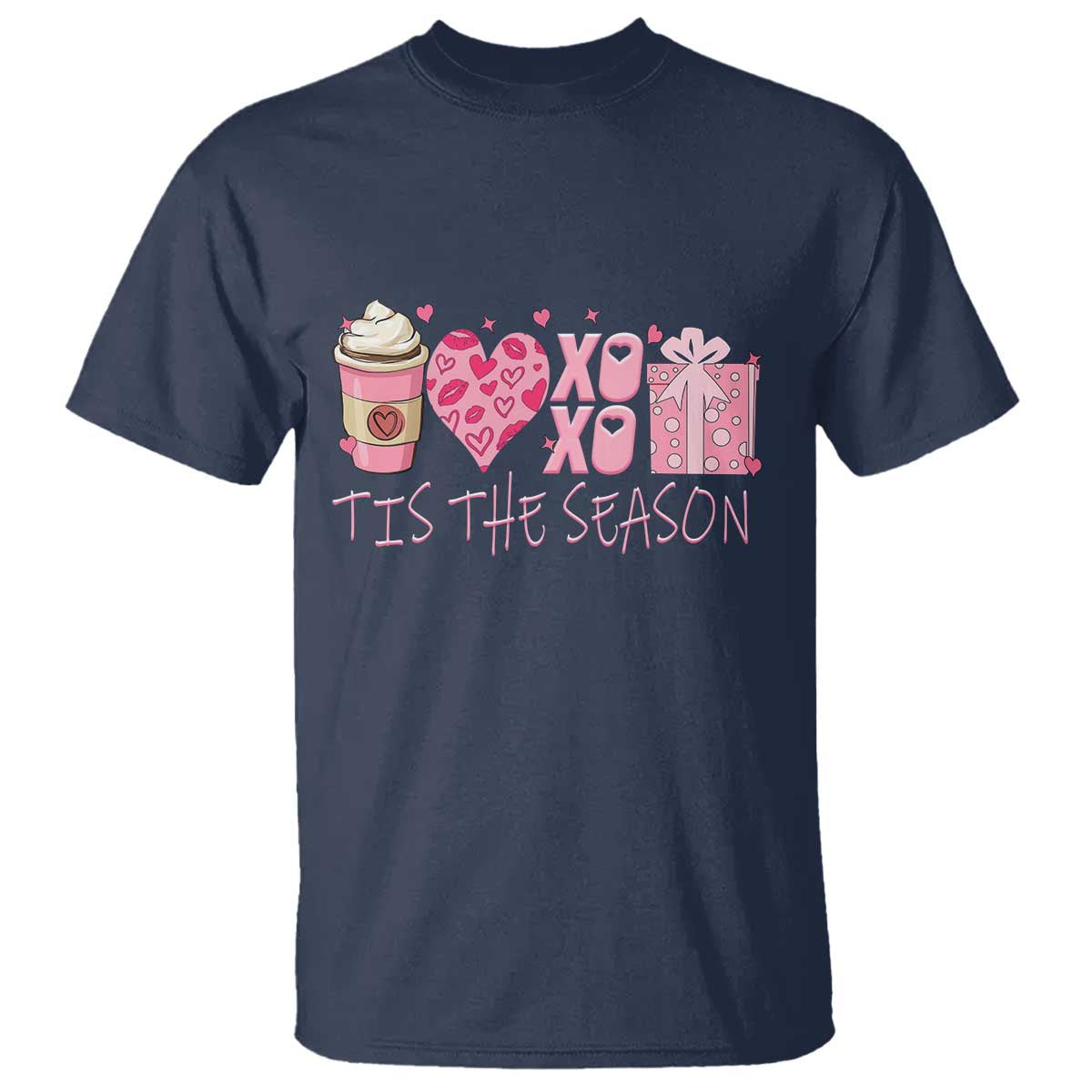 Valentine Coffee T Shirt Love Heart XOXO Cute Graphic Valentines Day TS10 Navy Print Your Wear