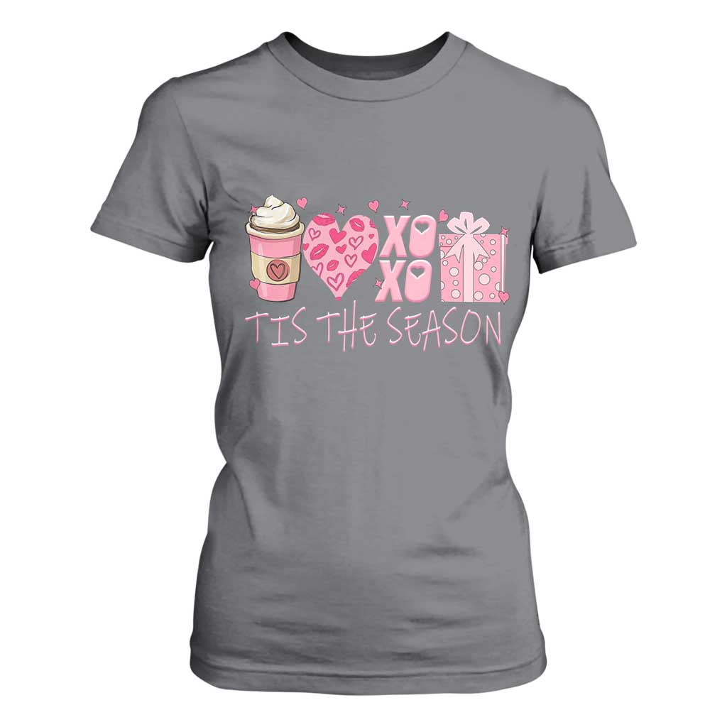 Valentine Coffee T Shirt For Women Love Heart XOXO Cute Graphic Valentines Day TS10 Charcoal Print Your Wear