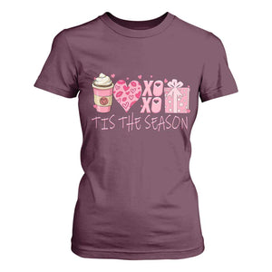 Valentine Coffee T Shirt For Women Love Heart XOXO Cute Graphic Valentines Day TS10 Maroon Print Your Wear