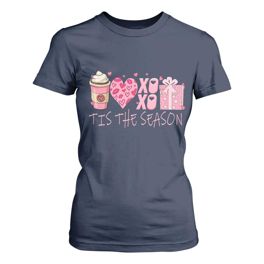 Valentine Coffee T Shirt For Women Love Heart XOXO Cute Graphic Valentines Day TS10 Navy Print Your Wear