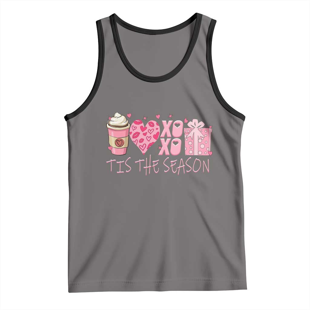 Valentine Coffee Tank Top Love Heart XOXO Cute Graphic Valentines Day TS10 Deep Heather Black Print Your Wear