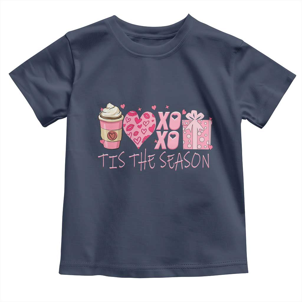Valentine Coffee Toddler T Shirt Love Heart XOXO Cute Graphic Valentines Day TS10 Navy Print Your Wear