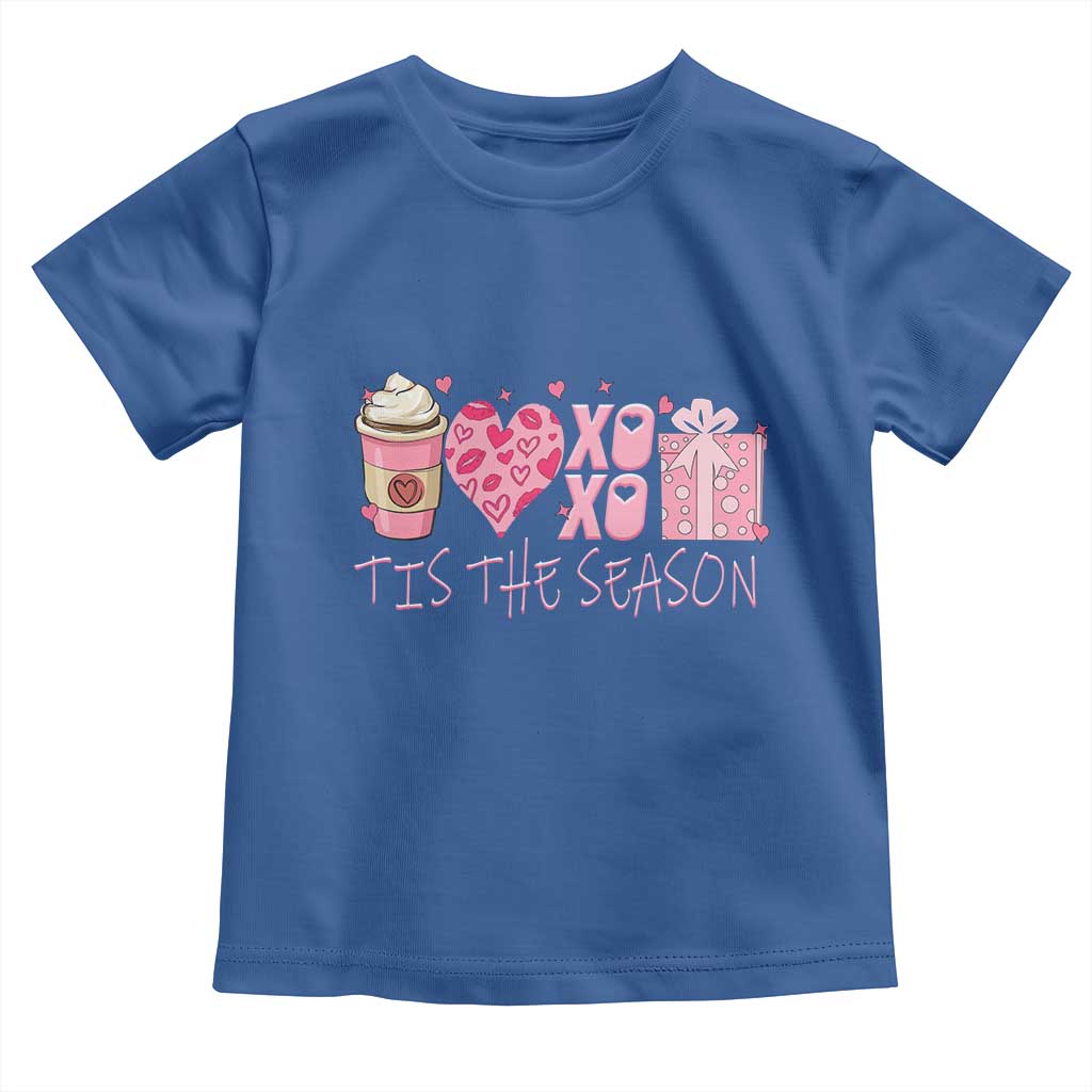 Valentine Coffee Toddler T Shirt Love Heart XOXO Cute Graphic Valentines Day TS10 Royal Blue Print Your Wear