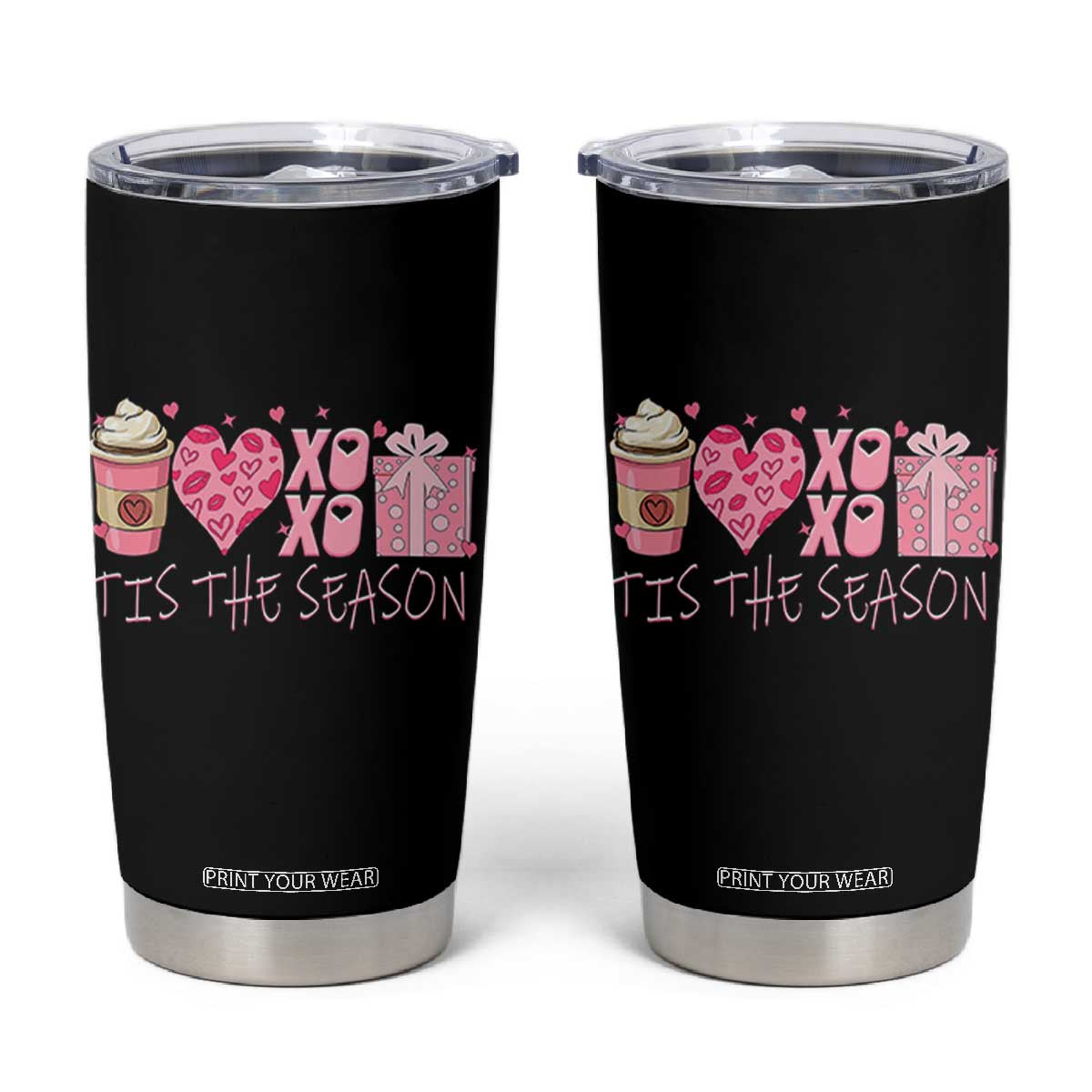 Valentine Coffee Tumbler Cup Love Heart XOXO Cute Graphic Valentines Day TS10 Black Print Your Wear