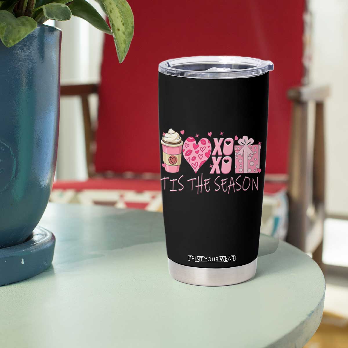 Valentine Coffee Tumbler Cup Love Heart XOXO Cute Graphic Valentines Day TS10 Print Your Wear