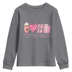 Valentine Coffee Youth Sweatshirt Love Heart XOXO Cute Graphic Valentines Day TS10 Charcoal Print Your Wear