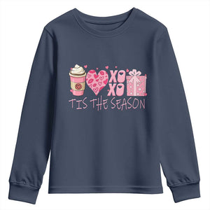 Valentine Coffee Youth Sweatshirt Love Heart XOXO Cute Graphic Valentines Day TS10 Navy Print Your Wear