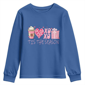 Valentine Coffee Youth Sweatshirt Love Heart XOXO Cute Graphic Valentines Day TS10 Royal Blue Print Your Wear