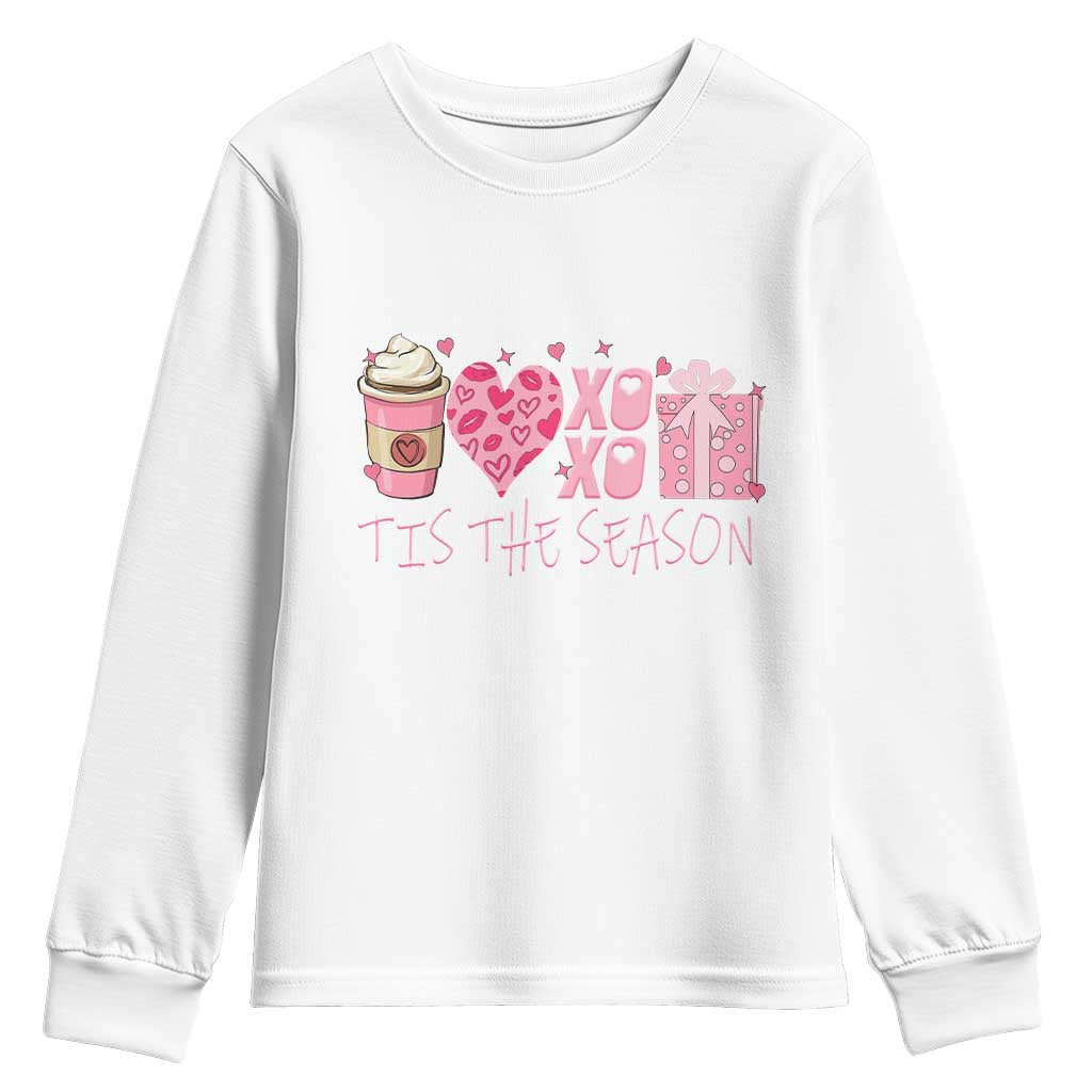 Valentine Coffee Youth Sweatshirt Love Heart XOXO Cute Graphic Valentines Day TS10 White Print Your Wear