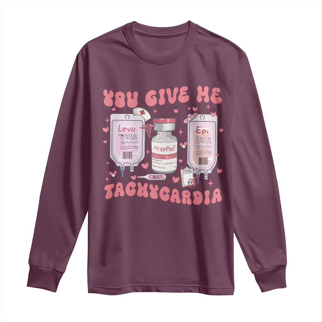 Nurse Valentine's Day Long Sleeve Shirt Pharmacist Critical Care ICU PICU Rn Pharmacy Tech Vday Gift TS10 Maroon Print Your Wear