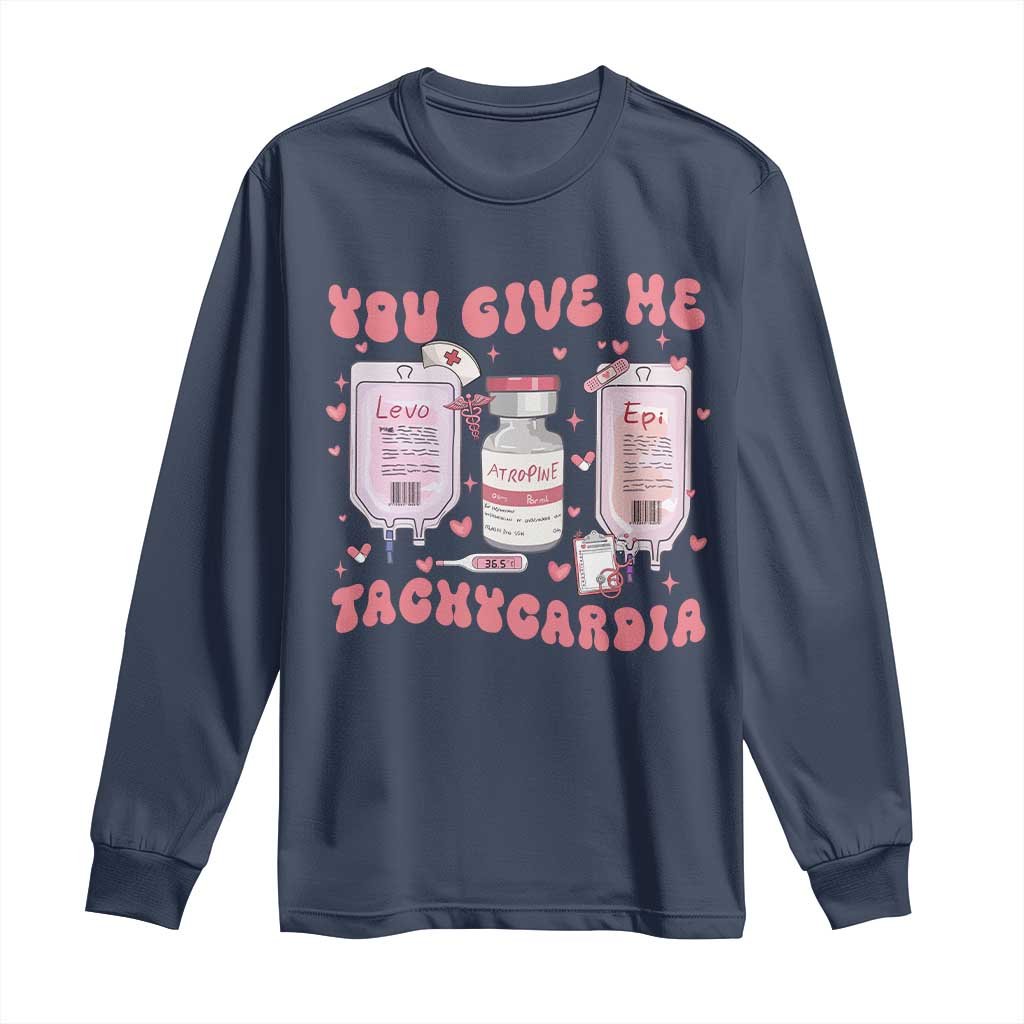 Nurse Valentine's Day Long Sleeve Shirt Pharmacist Critical Care ICU PICU Rn Pharmacy Tech Vday Gift TS10 Navy Print Your Wear