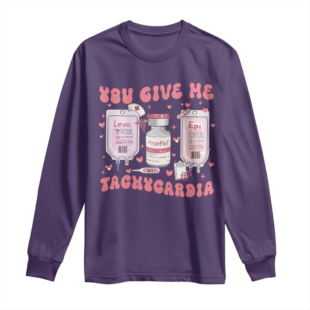 Nurse Valentine's Day Long Sleeve Shirt Pharmacist Critical Care ICU PICU Rn Pharmacy Tech Vday Gift TS10 Purple Print Your Wear