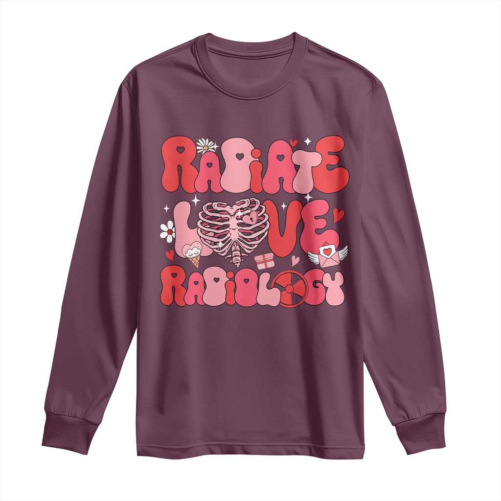 Rad Tech Nurse Valentine's Day Long Sleeve Shirt X-Ray Ultrasound MRI CT Mammography Technologist Vday Gift TS10 Maroon Print Your Wear