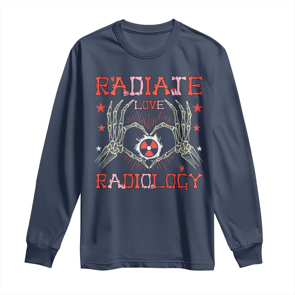 Valentines Radiology Long Sleeve Shirt Retro Rad Tech Skeleton Radiate Love Radiology TS10 Navy Print Your Wear