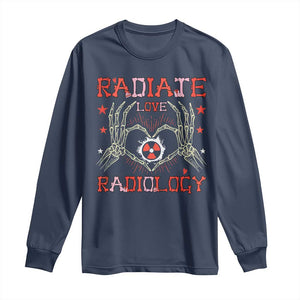 Valentines Radiology Long Sleeve Shirt Retro Rad Tech Skeleton Radiate Love Radiology TS10 Navy Print Your Wear