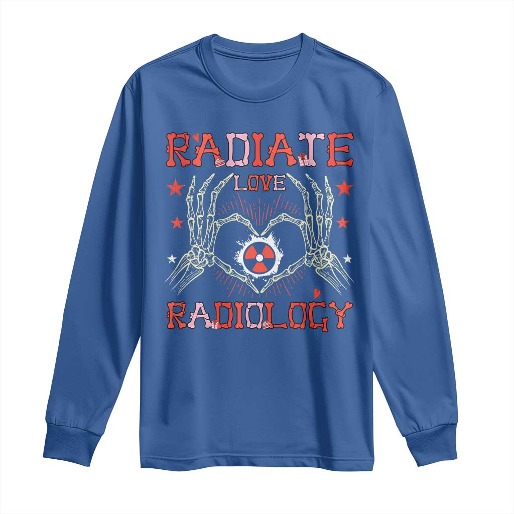Valentines Radiology Long Sleeve Shirt Retro Rad Tech Skeleton Radiate Love Radiology TS10 Royal Blue Print Your Wear
