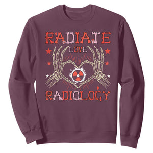 Valentines Radiology Sweatshirt Retro Rad Tech Skeleton Radiate Love Radiology TS10 Maroon Print Your Wear