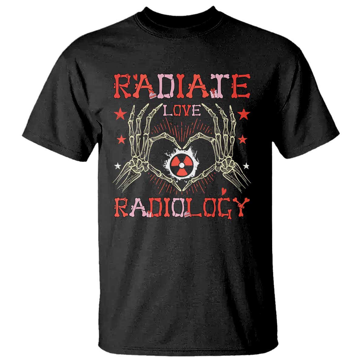 Valentines Radiology T Shirt Retro Rad Tech Skeleton Radiate Love Radiology TS10 Black Print Your Wear
